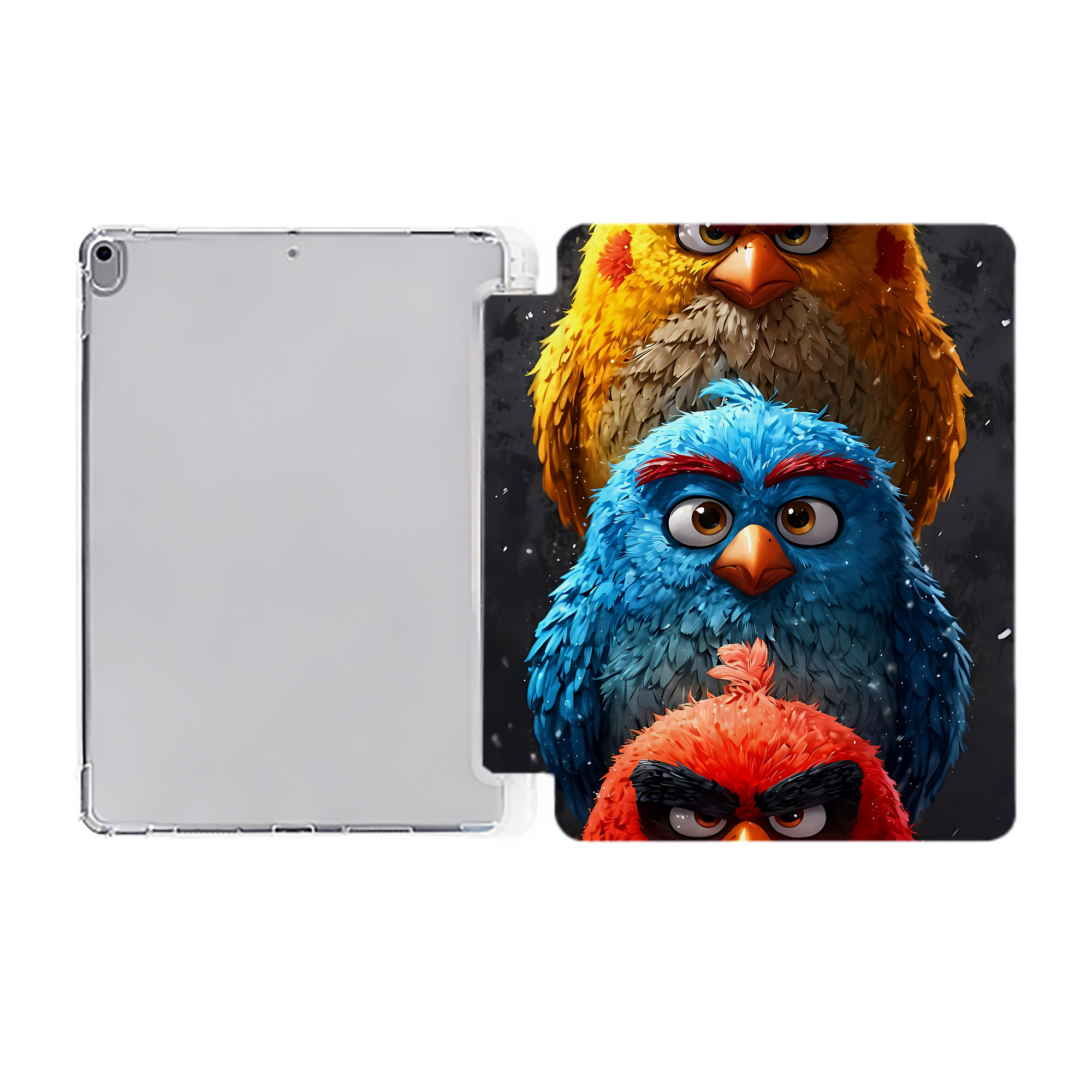（画像用） Angry Birds アングリーバード IPad ケース ペン収納付き 三つ折りスタンド PUレザー×シリコン 対応機種9.5/10.5/10.9インチ